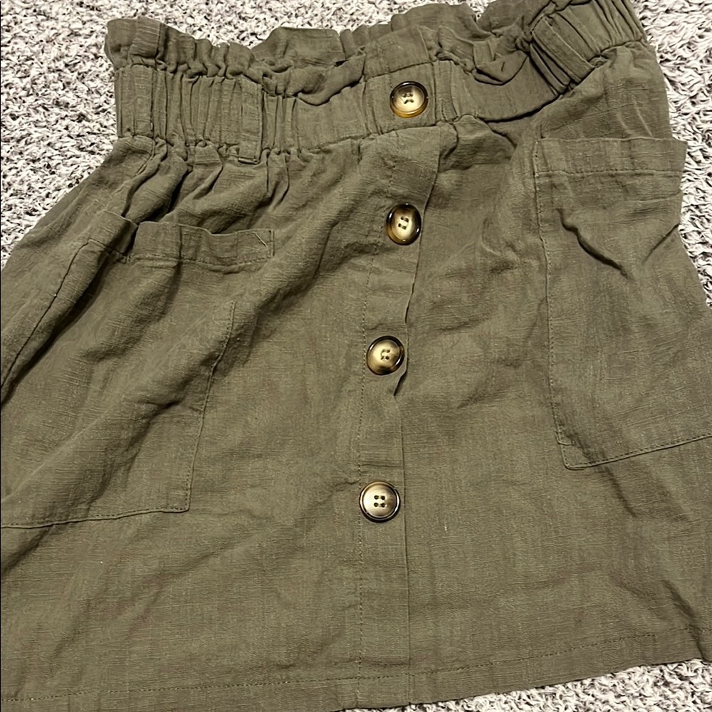 Olive Green Button-Up Skirt